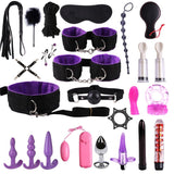 BDSM Games Adult Sex Toys Kit For Couples | Dildo Vibrator Anal Plugs Handcuffs Whip Nipples Clip Blindfold Breast Pump