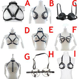 BDSM Bondage Restraints Strap | Women Leather Chain Lingerie | Open Bust Body Harness Breast String Bra